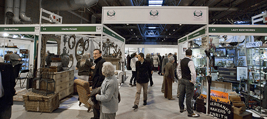 The Young Guns pavilion at the Antiques for Everyone Fair at the National Exhibition Centre in Birmingham in early November where organizers reported a ‘genuine improvement’ in trading conditions. Image courtesy Antiques For Everyone Fair.
